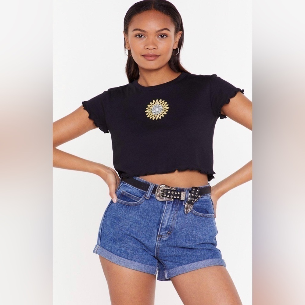NastyGal Please Don’t Tell Mom High Waisted Shorts In Blue Size 10